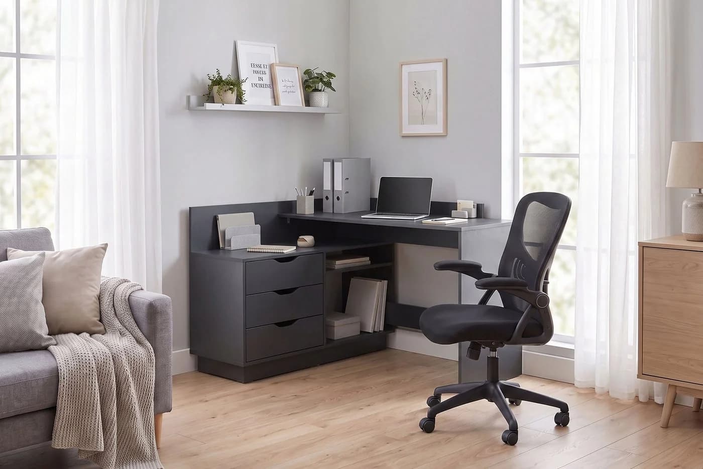 OTTO home Eckschreibtisch Bexley Grau mit Stauraum