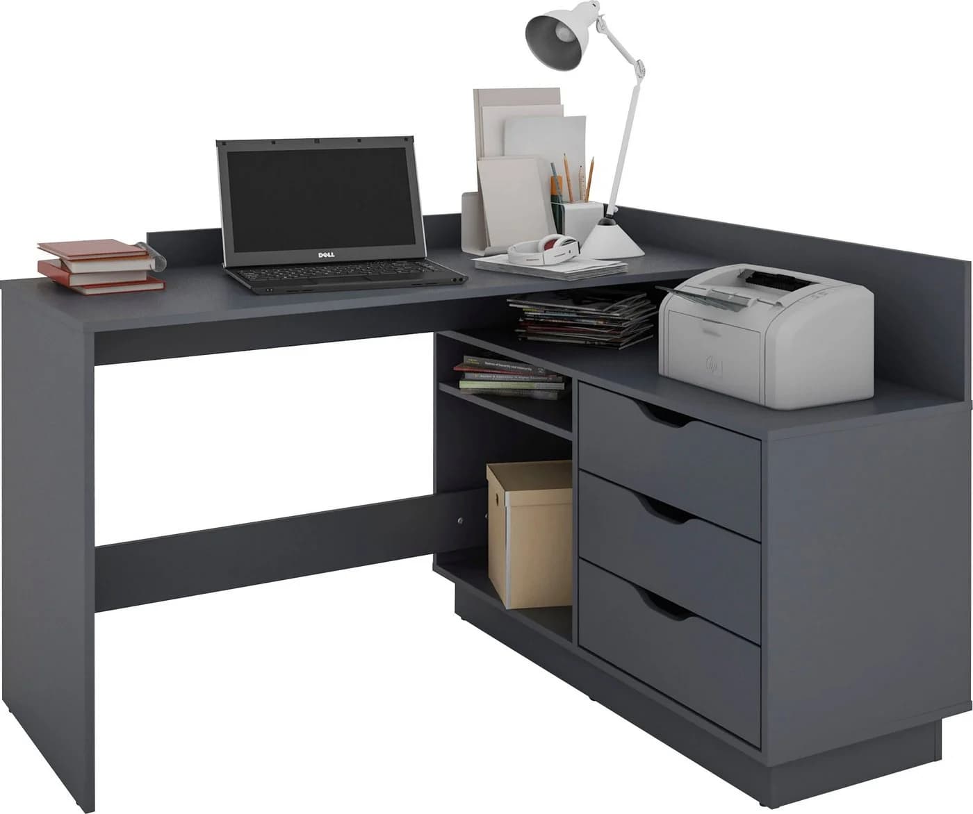 OTTO home Eckschreibtisch Bexley Grau mit Stauraum - Bild 5