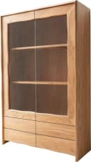 DELIFE Vitrine Live-Edge Akazie Massiv mit Schubladen Bild 2
