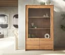 DELIFE Vitrine Live-Edge Akazie Massiv mit Schubladen Bild 3