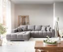 DELIFE Ecksofa Josea Mikrofaser Steingrau Recamiere links Bild 1