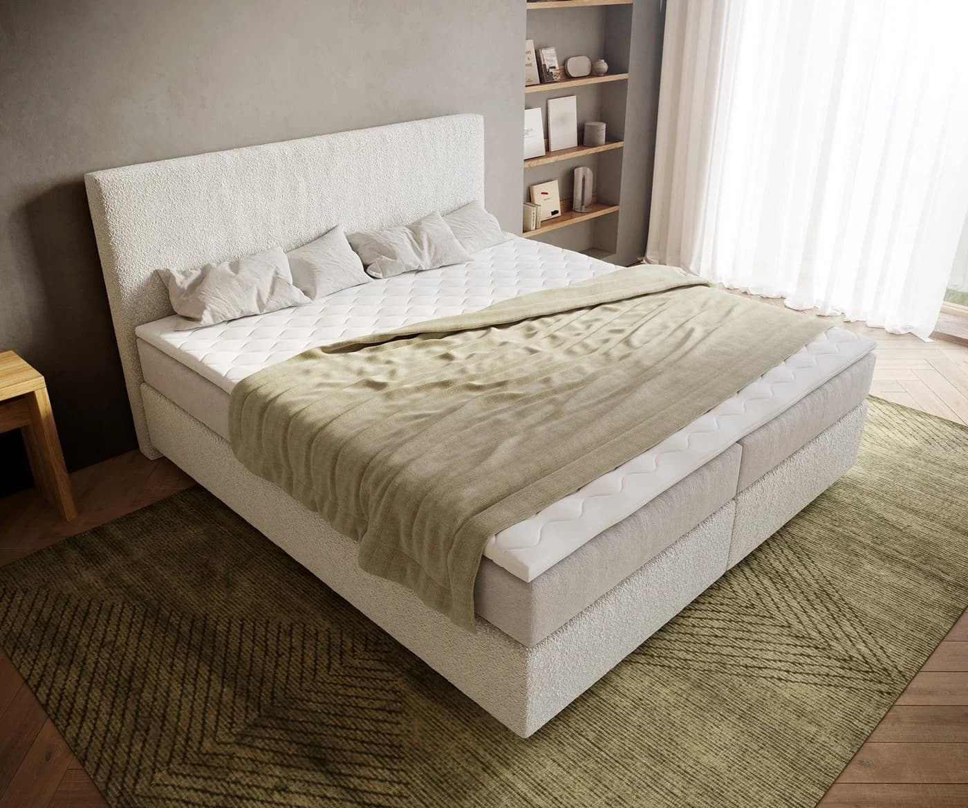 DELIFE Boxspringbett Dream-Well Creme-Weiß mit Matratze & Topper - Bild 4