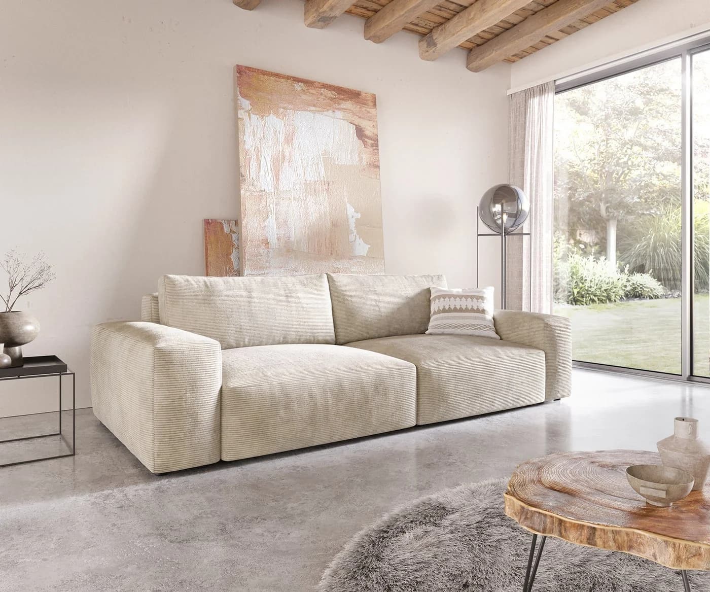 DELIFE Big-Sofa Lanzo XL Cord Beige Großzügiges Sofa - Bild 2