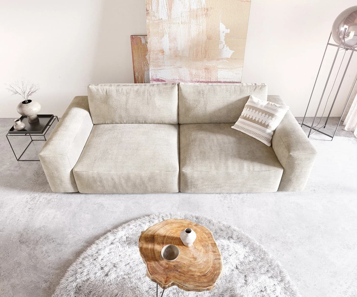 DELIFE Big-Sofa Lanzo XL Cord Beige Großzügiges Sofa - Bild 4