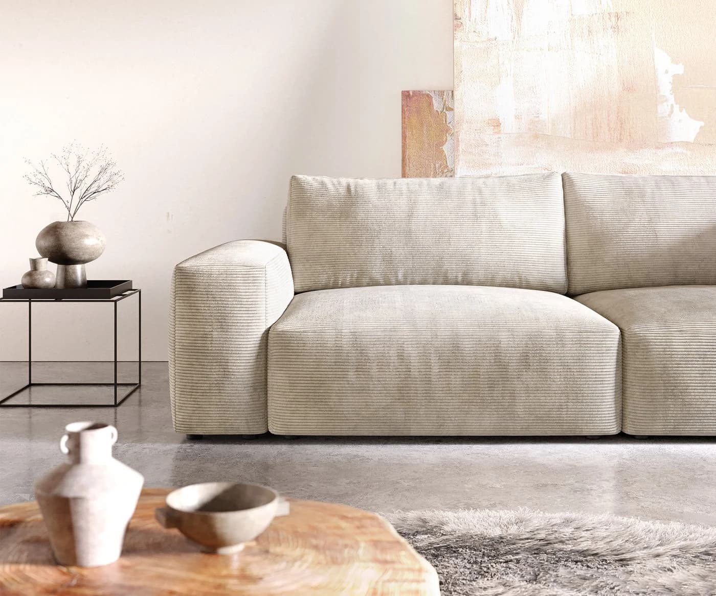 DELIFE Big-Sofa Lanzo XL Cord Beige Großzügiges Sofa - Bild 5