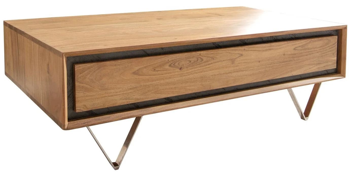 DELIFE Couchtisch Stonegrace Akazie Natur mit Steinfurnier