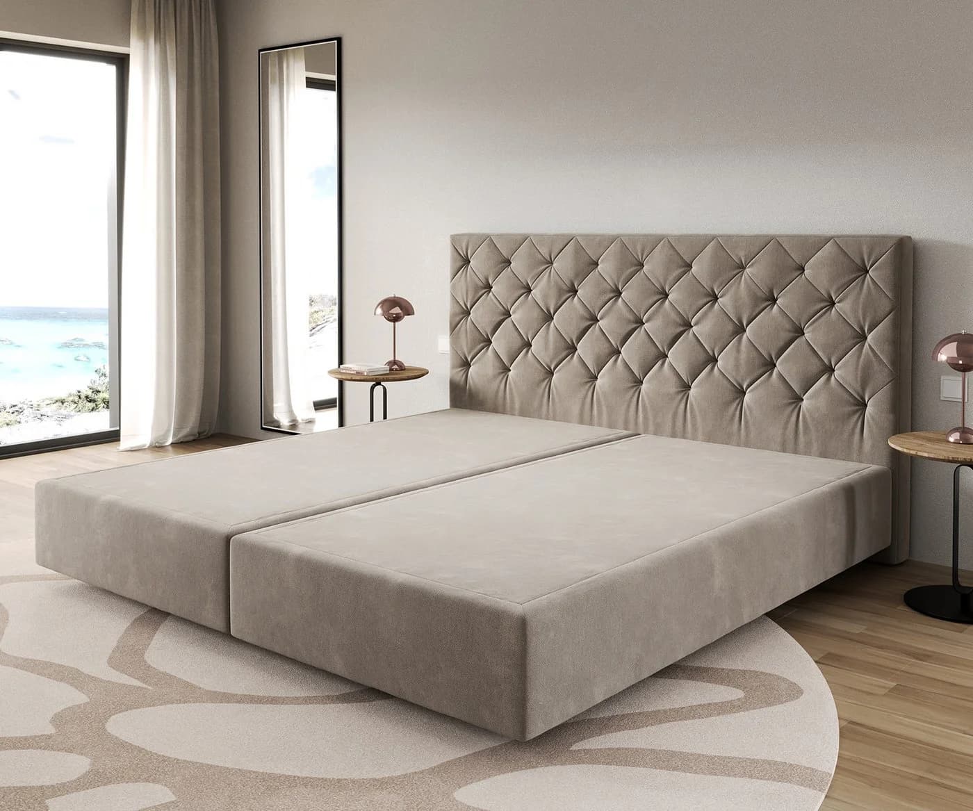 DELIFE Bettgestell Dream-Great Boxspring Mikrofaser Beige 200x200 cm - Bild 2