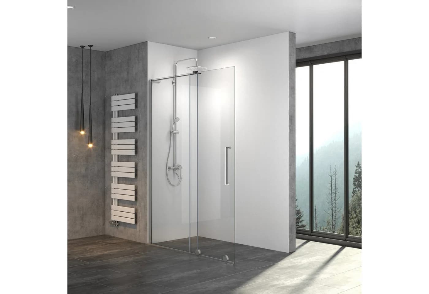 WITEN&NOCK Duschwand Walk In Schiebetür 8mm Glas transparent/silber - Bild 2