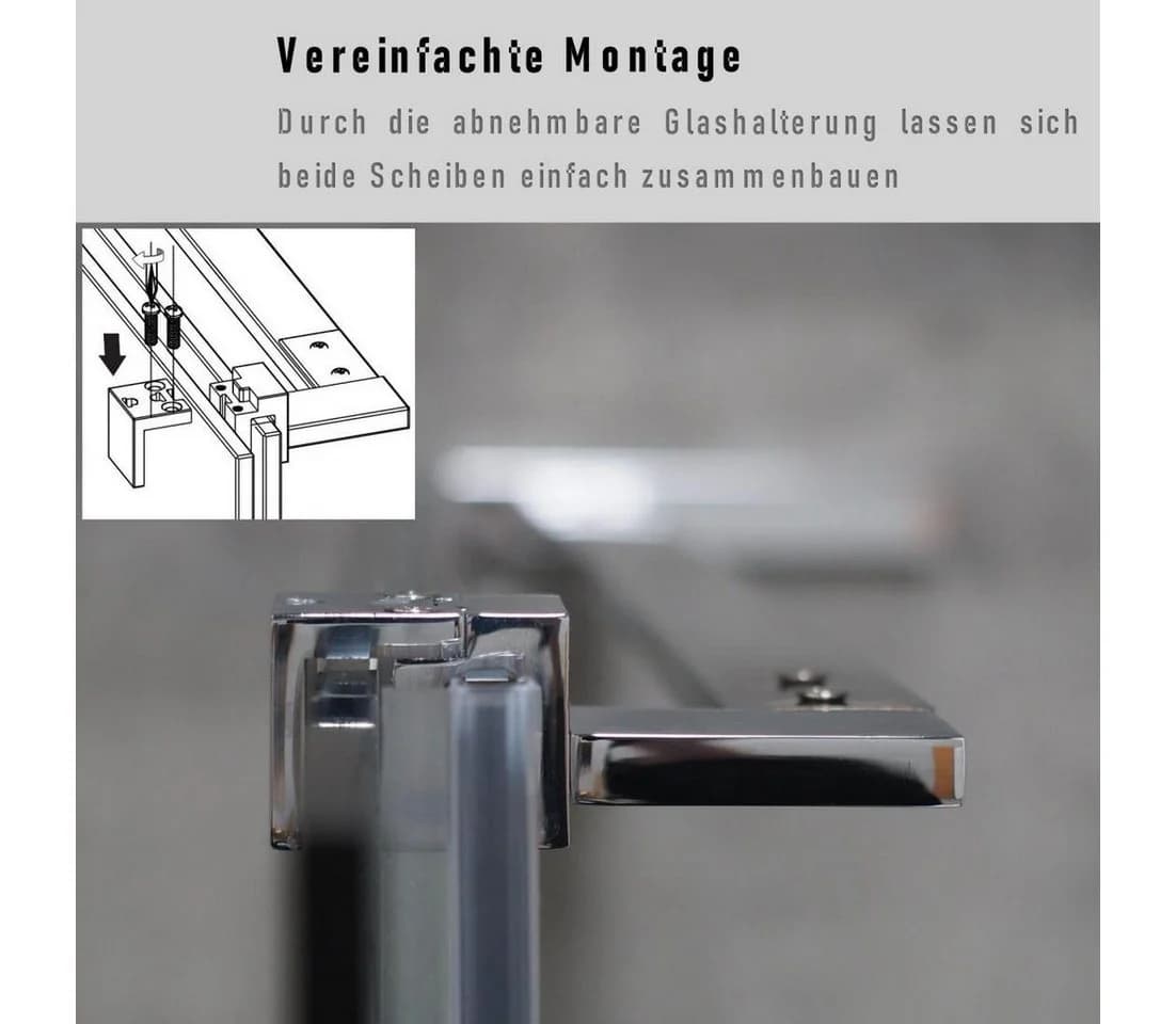 WITEN&NOCK Duschwand Walk In Schiebetür 8mm Glas transparent/silber - Bild 5
