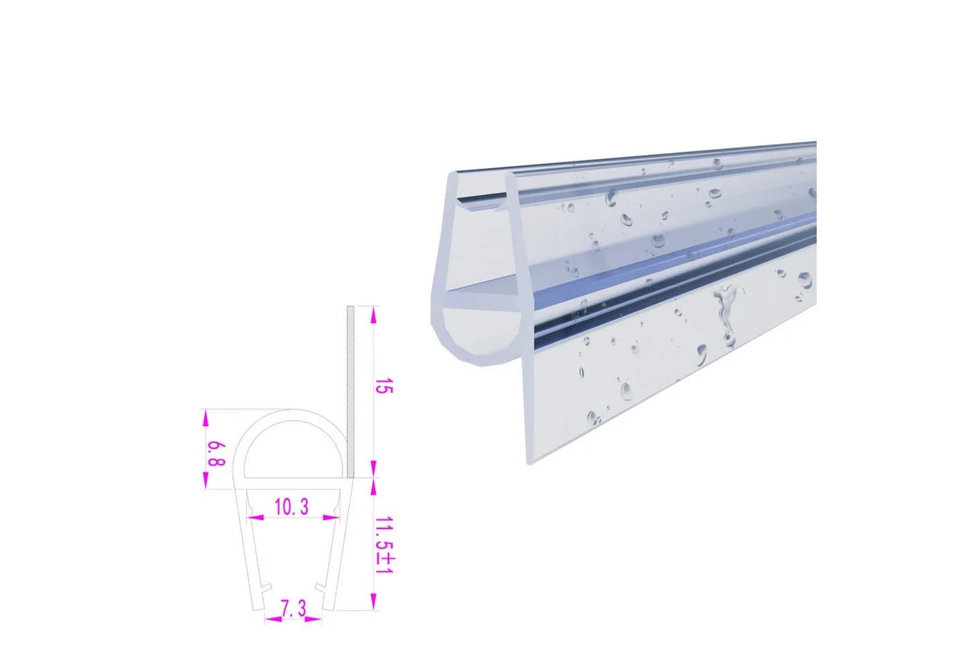 WITEN&NOCK Duschdichtung Transparent PVC Wasserabweiser