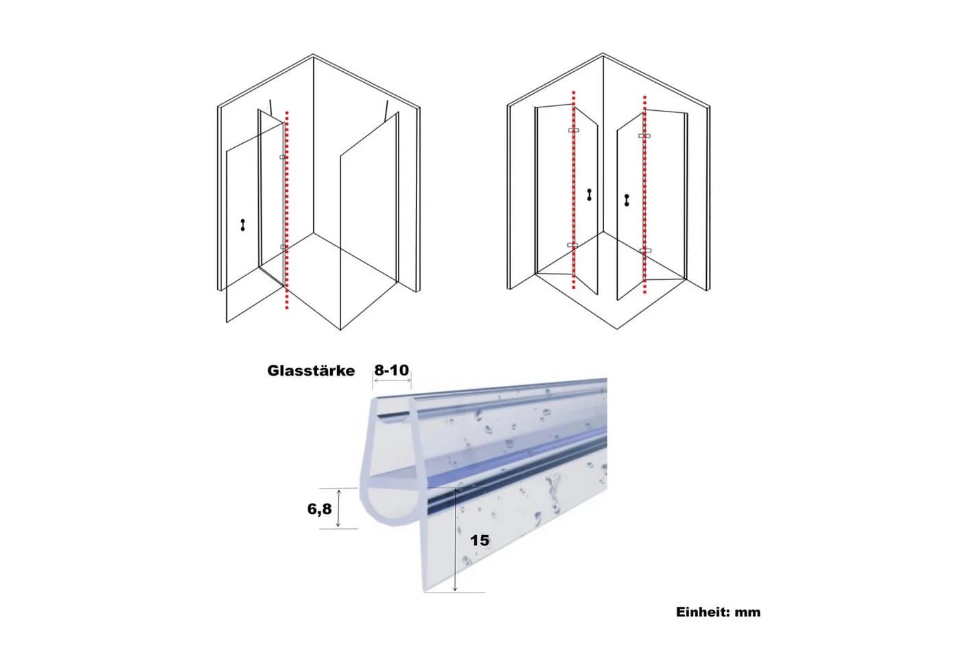 WITEN&NOCK Duschdichtung Transparent PVC Wasserabweiser - Bild 3