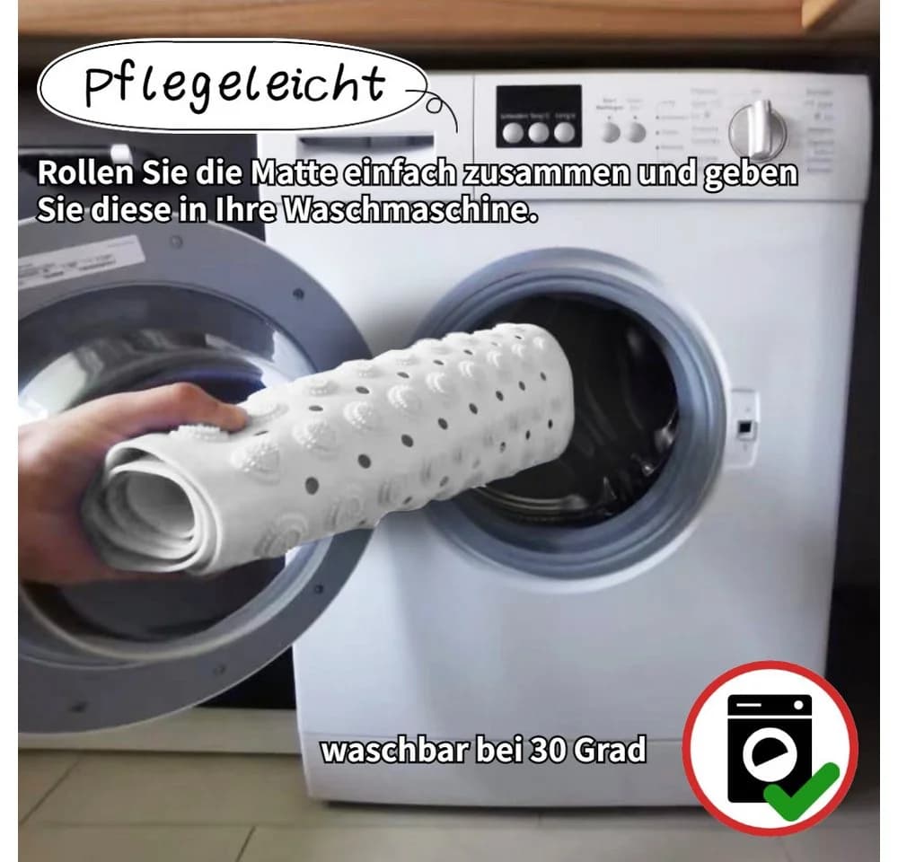 WITEN&NOCK Duschmatte Badewanneneinlage rutschfest Weiß - Bild 3