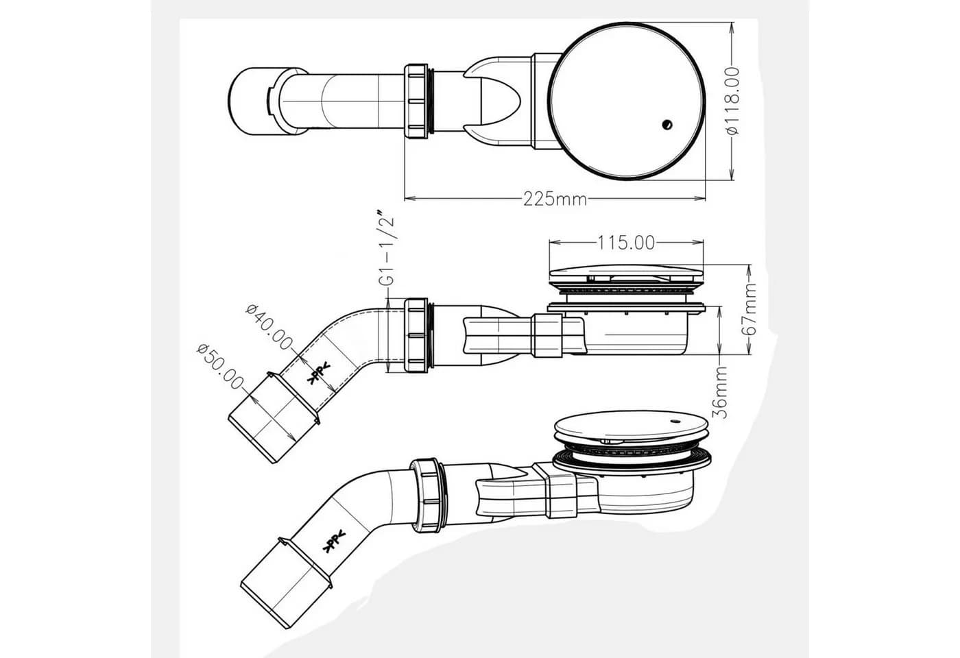 WITEN&NOCK Duschablauf Set extraflach verchromt - Bild 5