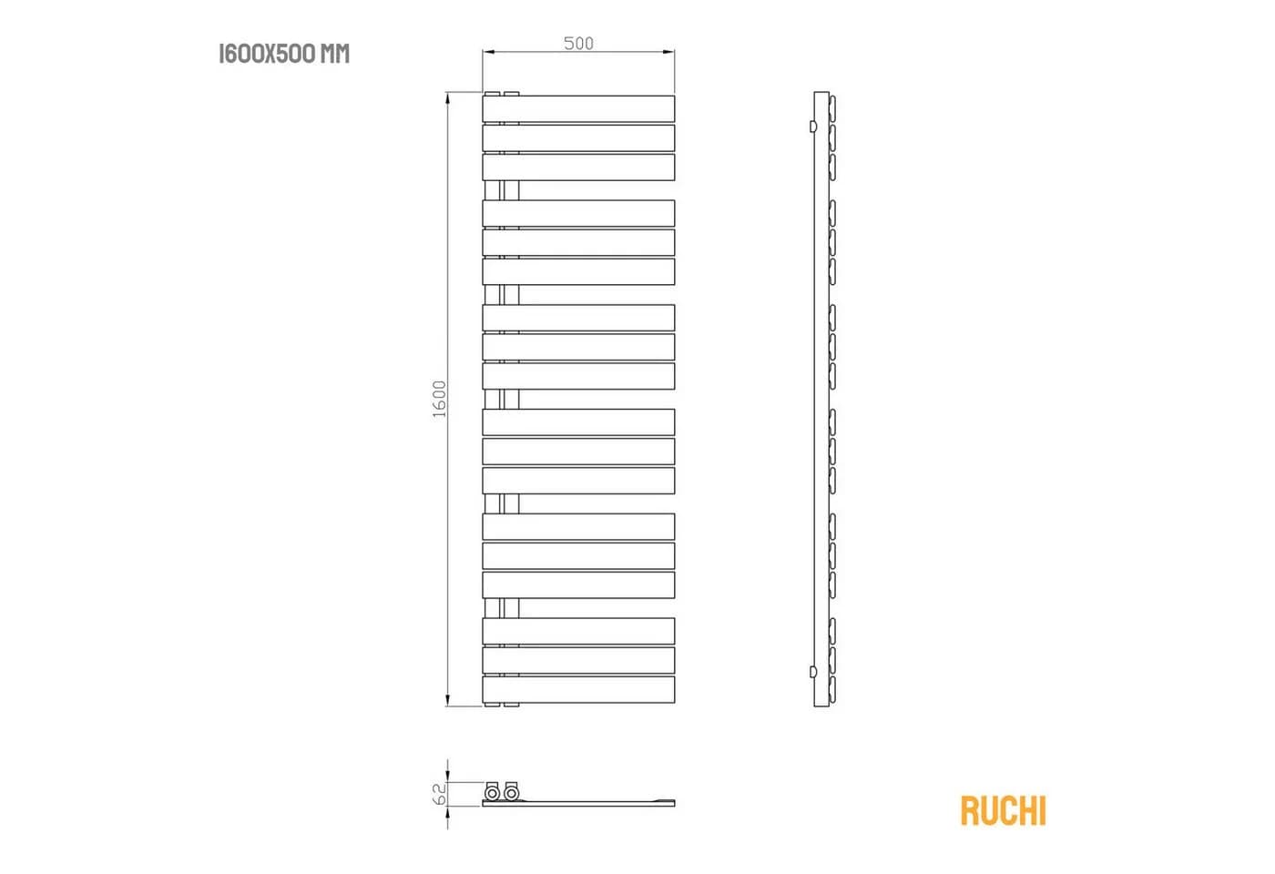 WITEN&NOCK Badheizkörper RUCHI Designheizkörper Mittelanschluss - Bild 4
