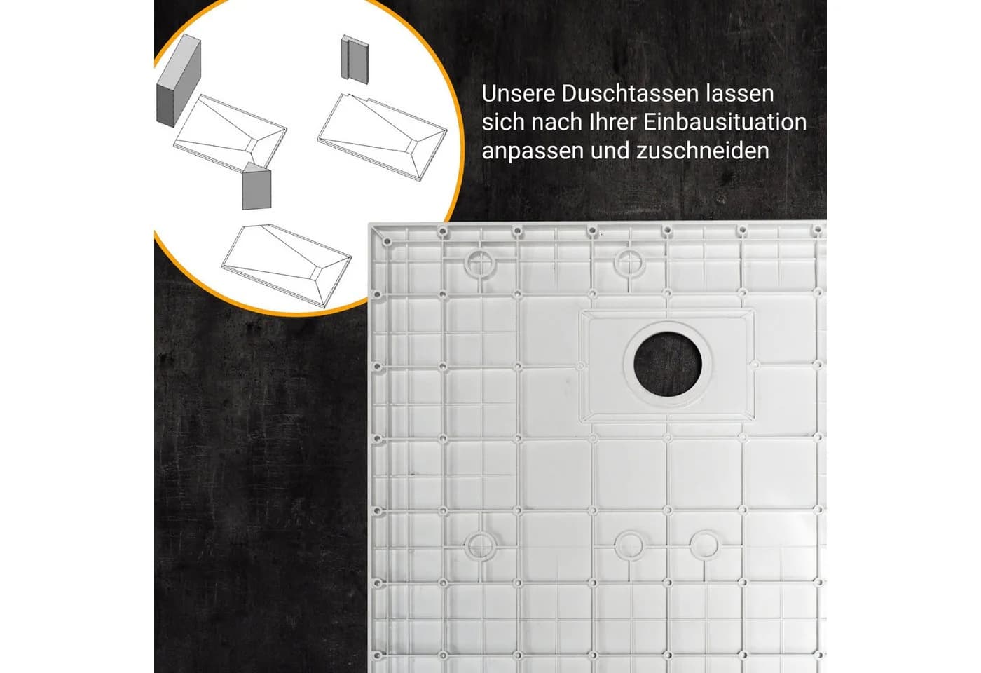 WITEN&NOCK Duschwanne SMC Superflach Rutschfest Quadratisch - Bild 4