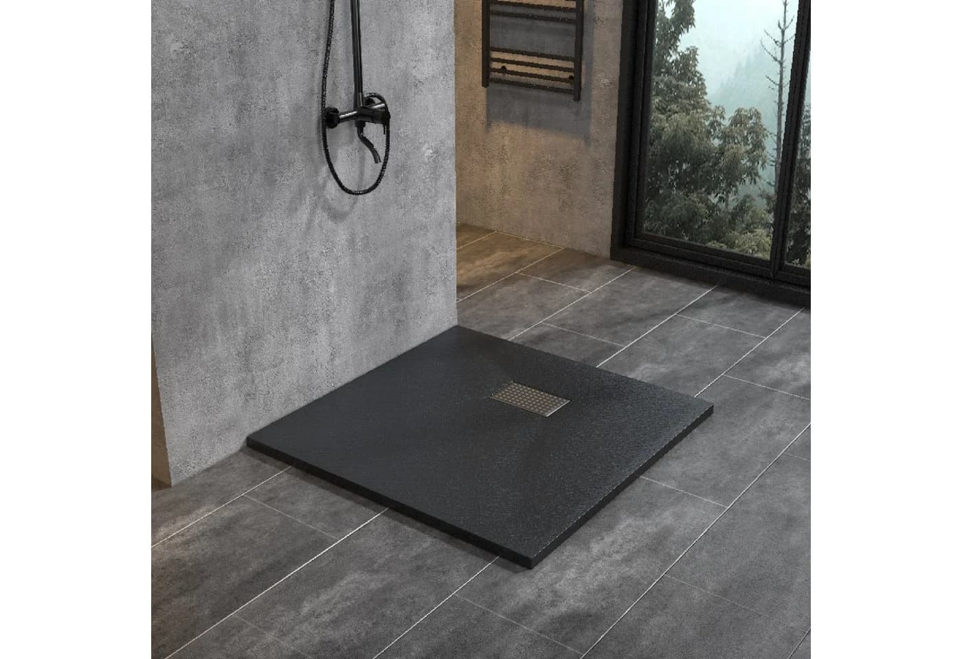 WITEN&NOCK Duschwanne Superflach SMC Schwarz Anti-Rutsch - Bild 4