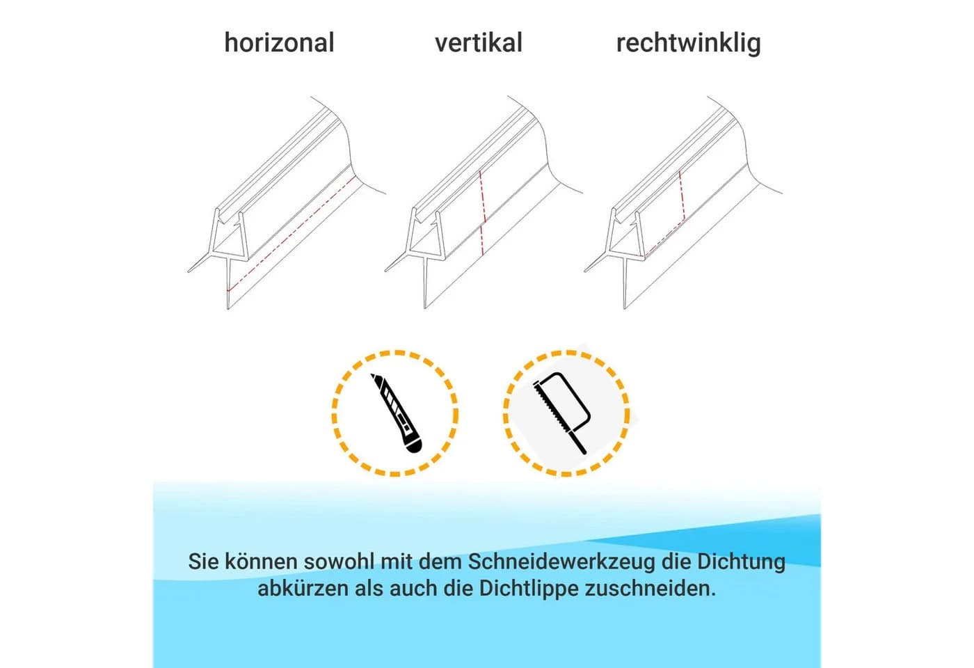 WITEN&NOCK Duschdichtung Schwarz Ersatzdichtung Wasserabweiser - Bild 5