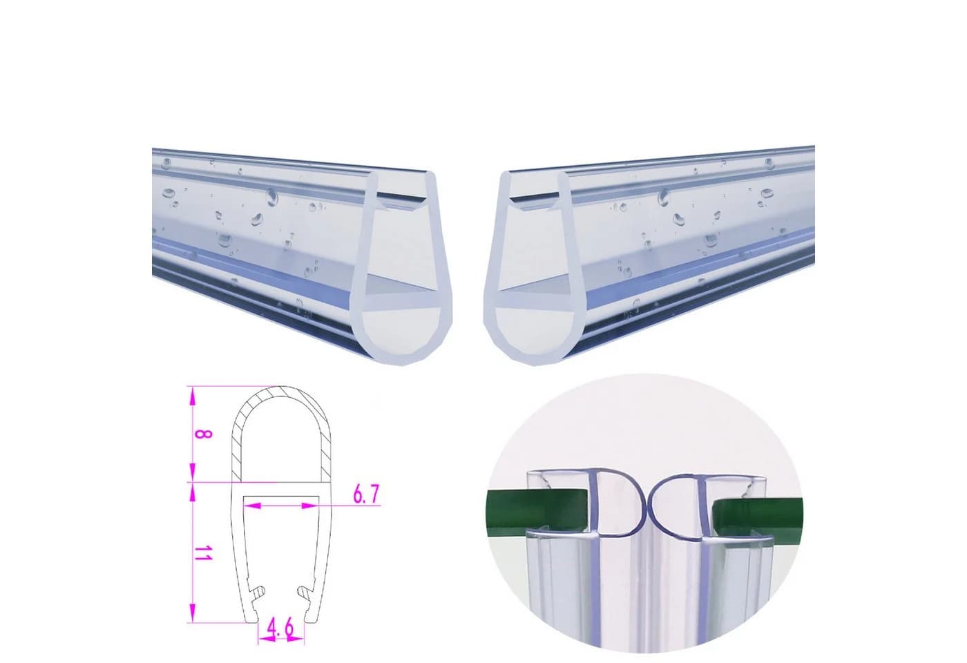 WITEN&NOCK Duschdichtung 5-6 mm transparent Ersatzdichtung Streifdichtung - Bild 4