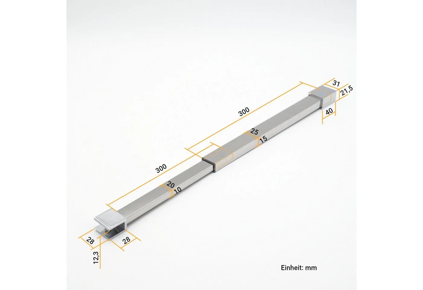 WITEN&NOCK Duschwand-Stabilisationsstange Edelstahl Chrom - Bild 3