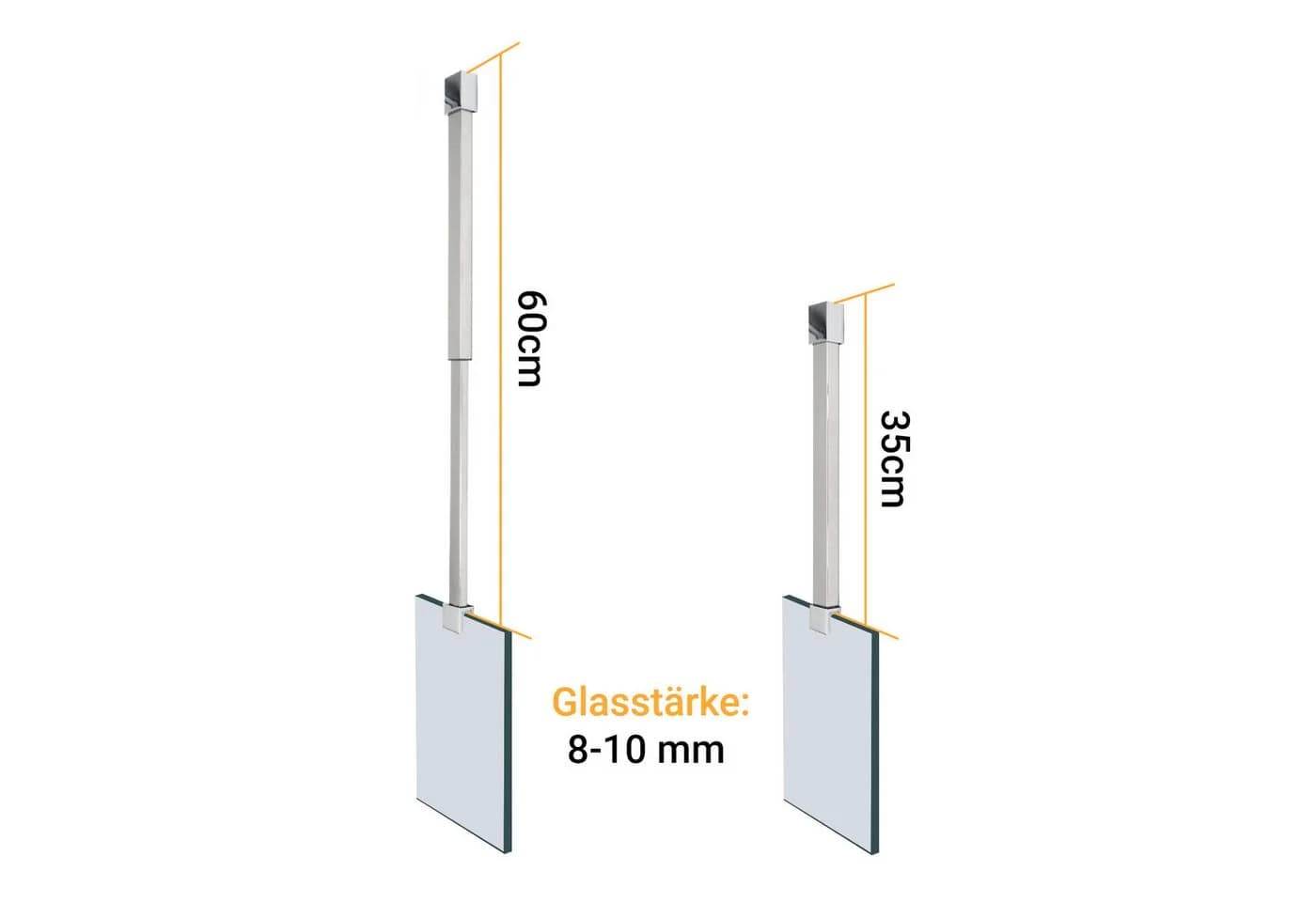 WITEN&NOCK Duschwand-Stabilisationsstange Edelstahl Chrom - Bild 5