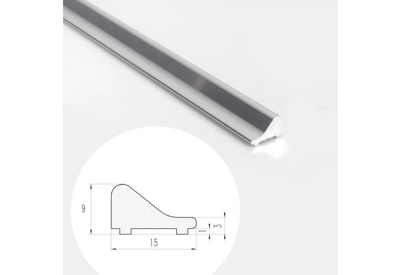 WITEN&NOCK Duschdichtung Aluminium Schwallleiste Silber 100 cm