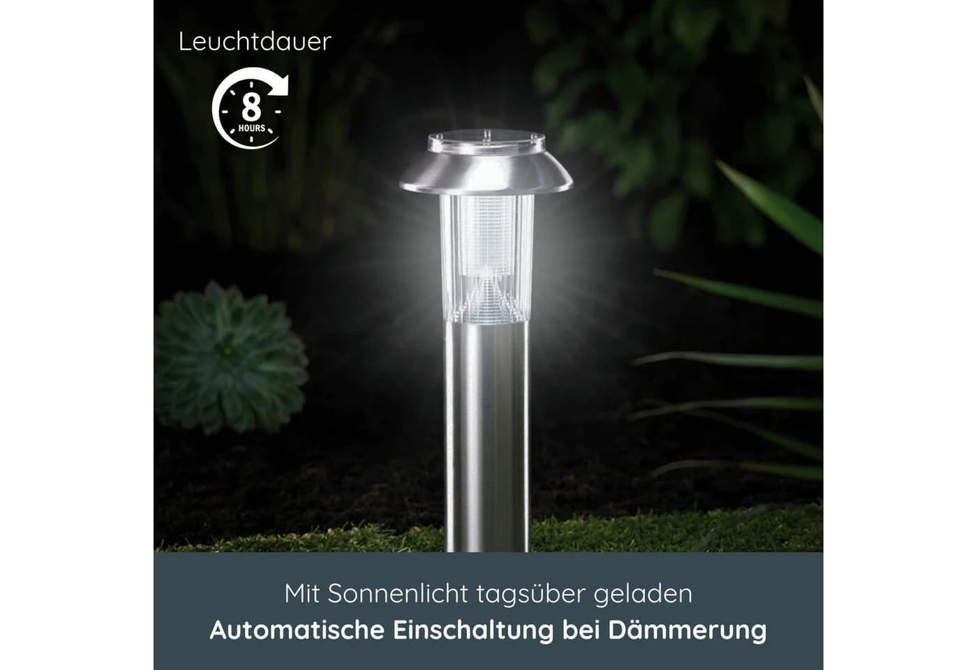 MeLiTec LED Solarleuchte SO06-1 - 3er Set, Edelstahl matt gebürstet - Bild 3