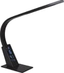 MeLiTec LED Schreibtischlampe T153 Warmweiß LED Nachttischleuchte Schreibtischleuchte LCD-Uhr Lampe Wecker Anthrazit Bild 1