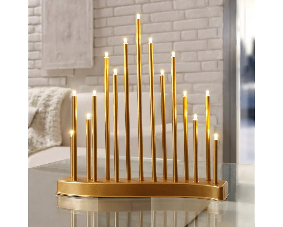 MeLiTec Fensterleuchter SL22-1 Gold warmweiß LED Schwibbogen - Bild 2
