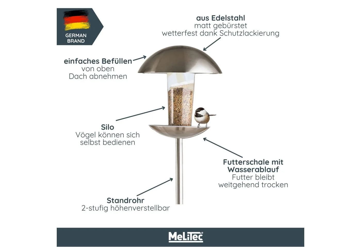 MeLiTec Vogelhaus VH04 Edelstahl - Bild 3