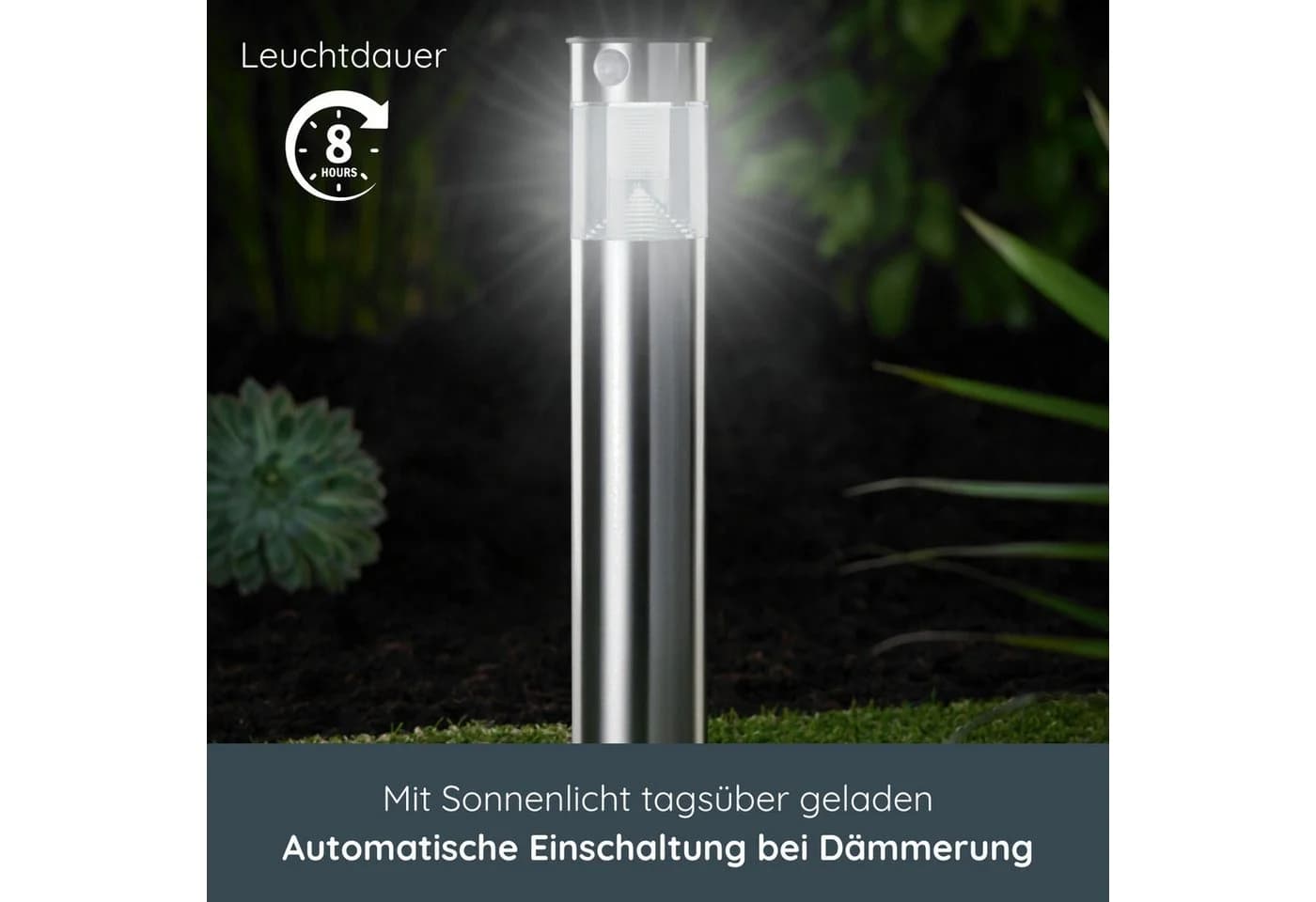 MeLiTec LED Solarleuchte SO31 Edelstahl mit Bewegungsmelder