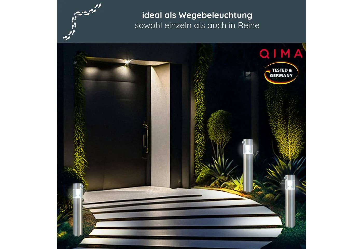 MeLiTec LED Solarleuchte SO31 Edelstahl mit Bewegungsmelder - Bild 4