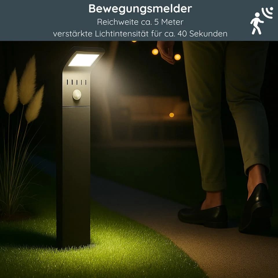 MeLiTec LED Solarleuchte SO44 Schwarz mit Bewegungsmelder