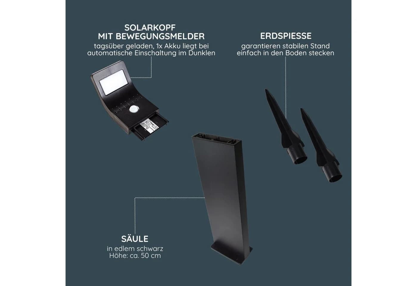 MeLiTec LED Solarleuchte SO44 Schwarz mit Bewegungsmelder - Bild 5