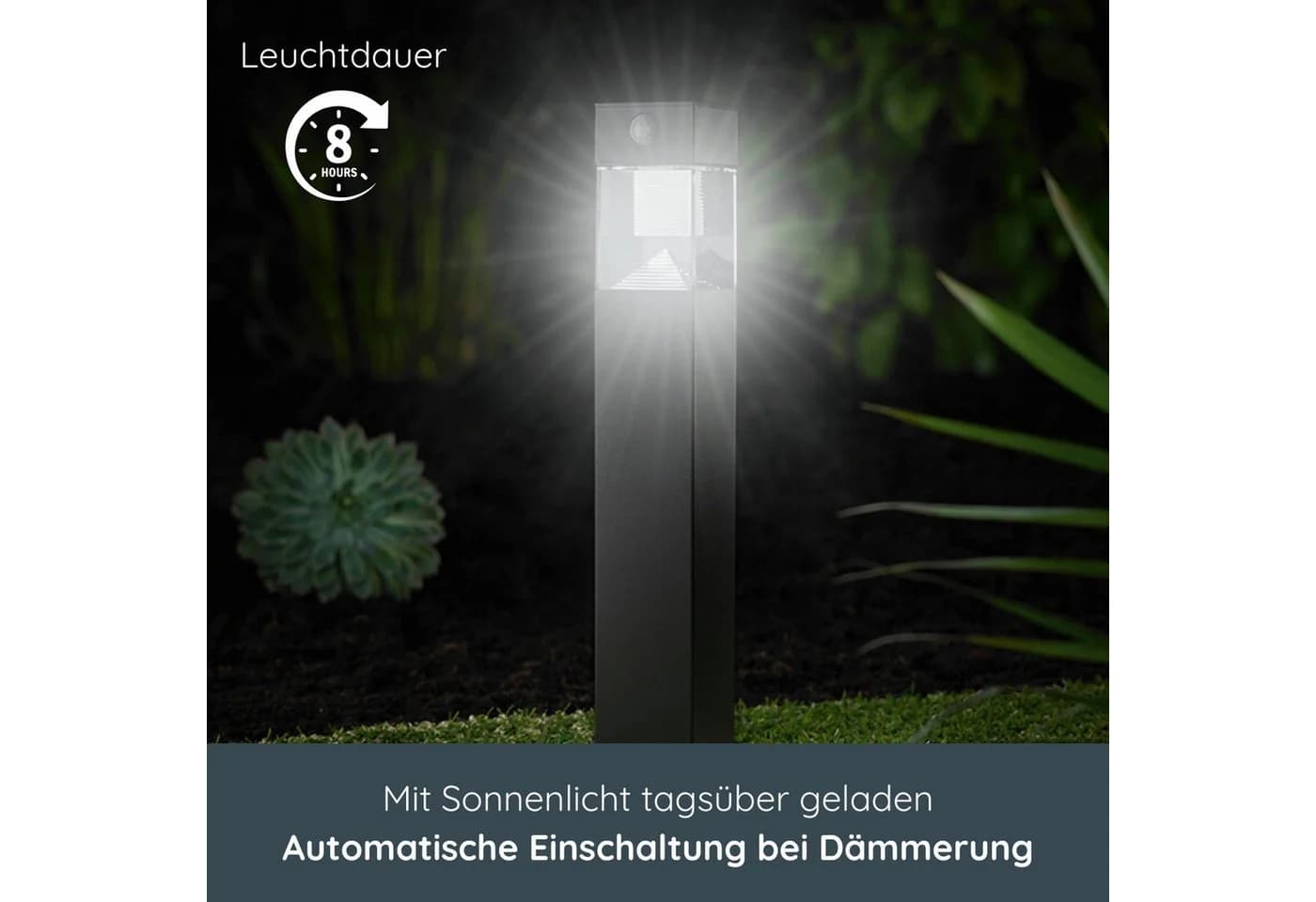 MeLiTec Solar-Gartenleuchte SO32 Edelstahl Anthrazit mit Bewegungsmelder