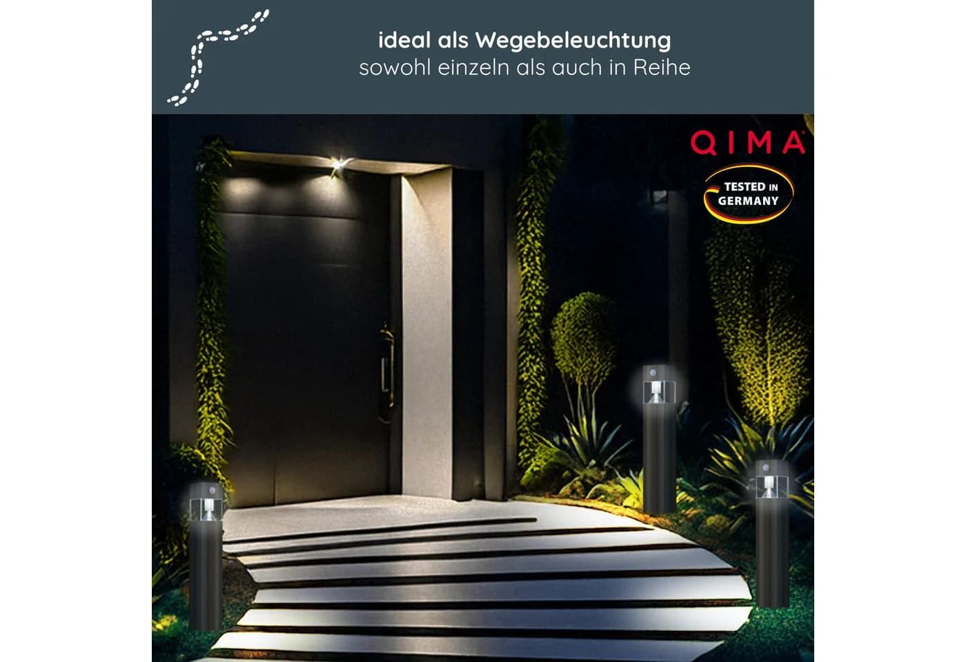 MeLiTec Solar-Gartenleuchte SO32 Edelstahl Anthrazit mit Bewegungsmelder - Bild 5