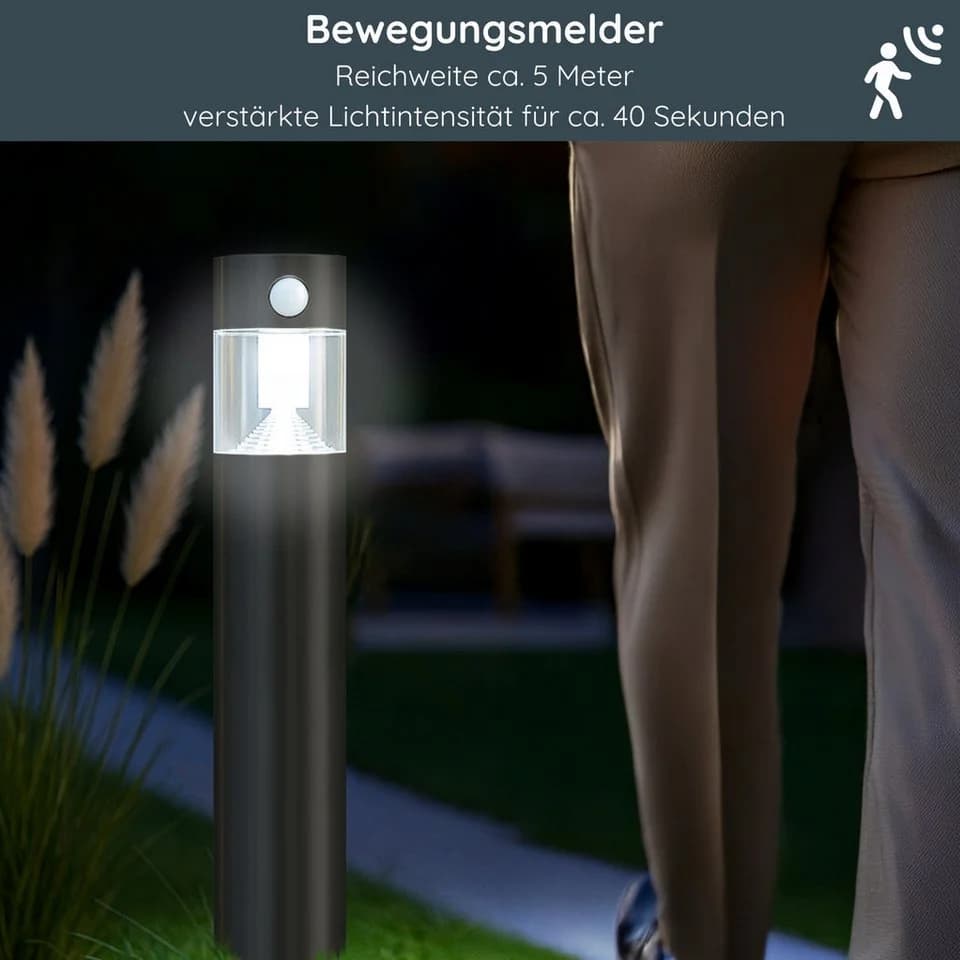 MeLiTec Solar-Gartenleuchte SO31 Edelstahl mit Bewegungsmelder - Bild 4