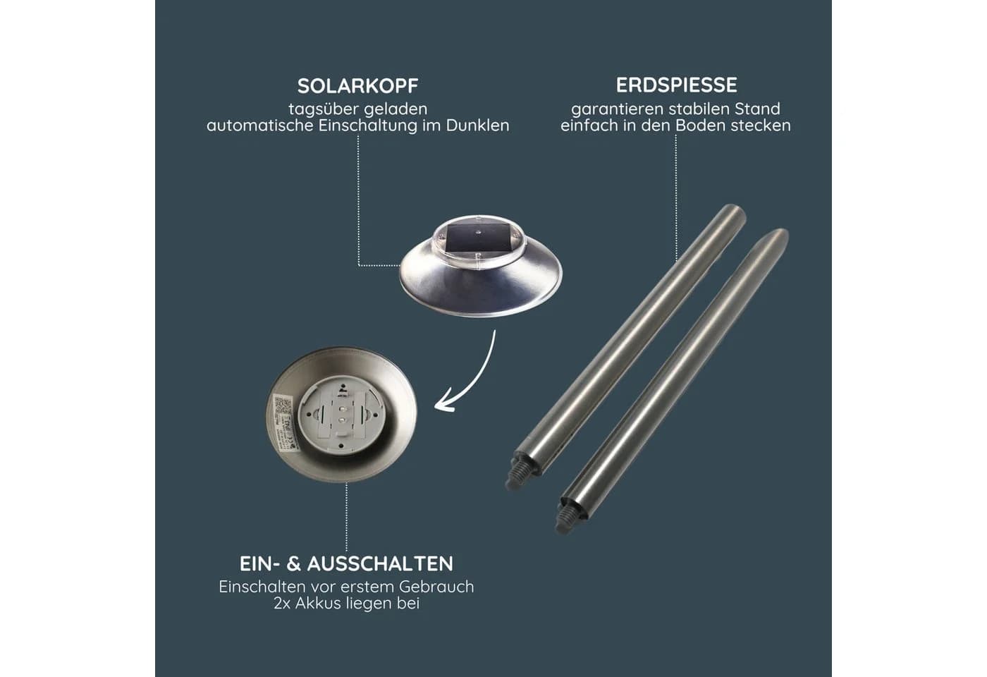 MeLiTec LED Solarleuchte SO26 Prag Edelstahl Kaltweiß Solar - Bild 5