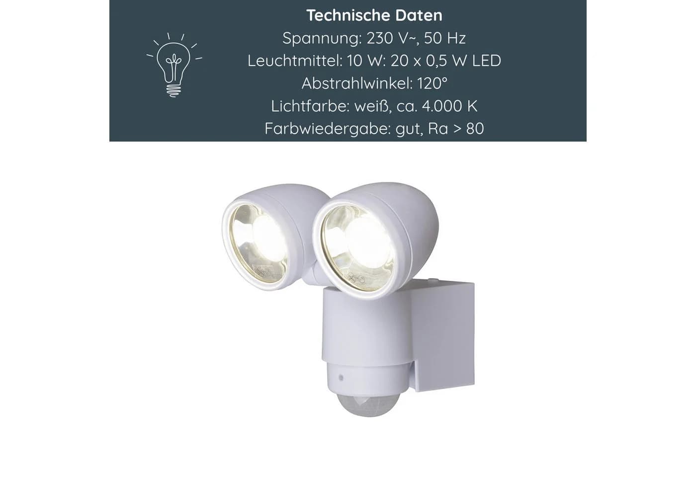MeLiTec Außen-Wandleuchte LED mit Bewegungsmelder, neutralweiß