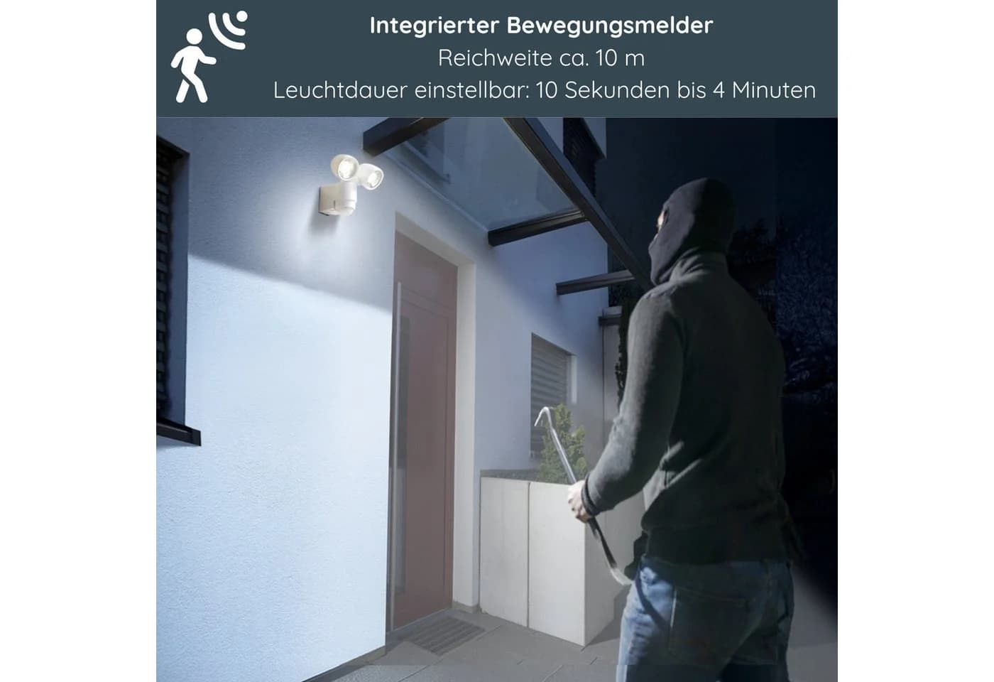 MeLiTec Außen-Wandleuchte LED mit Bewegungsmelder, neutralweiß - Bild 5