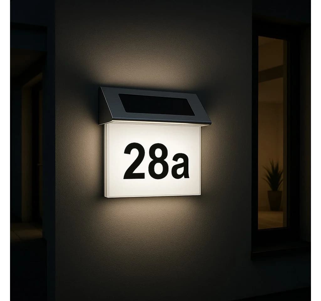 MeLiTec LED Solar-Hausnummer mit Dämmerungssensor und IP44 Schutz - Bild 2