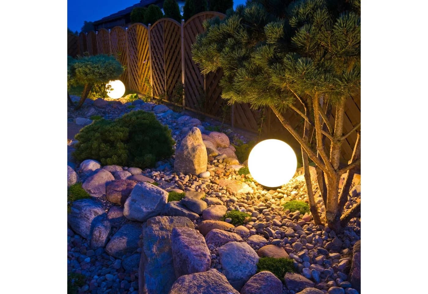 MeLiTec LED Solar Gartenleuchte Kugel 35cm Weiß Farbwechsel
