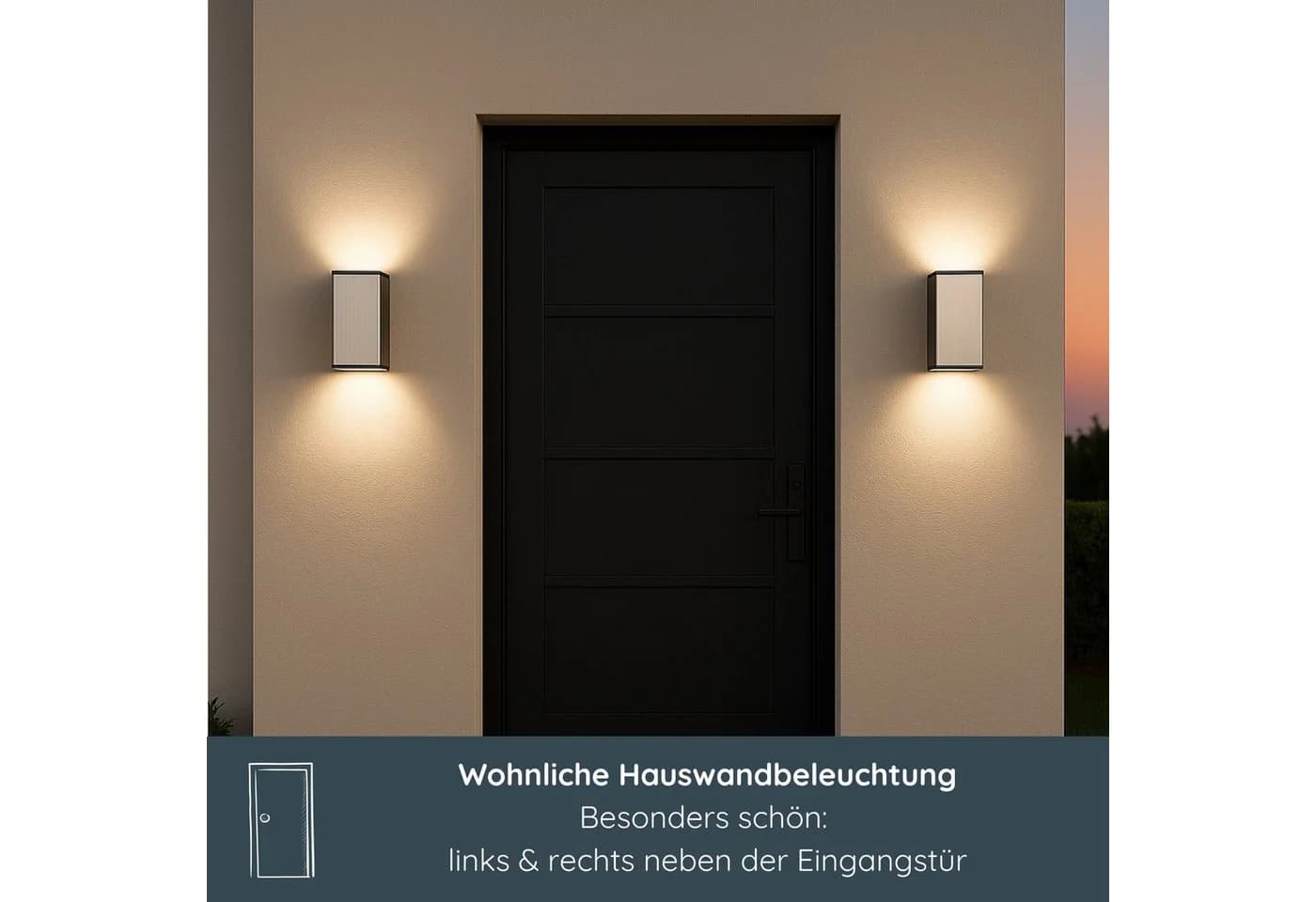 MeLiTec LED Wandleuchte 146 Edelstahl matt eckig Up & Down