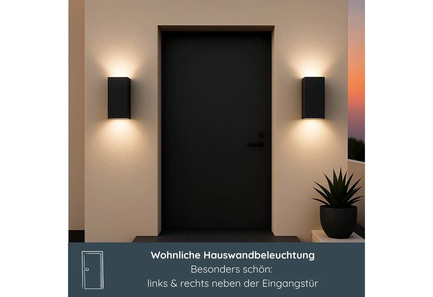 MeLiTec LED Wandleuchte 146-1 Schwarz Matt Edelstahl IP44