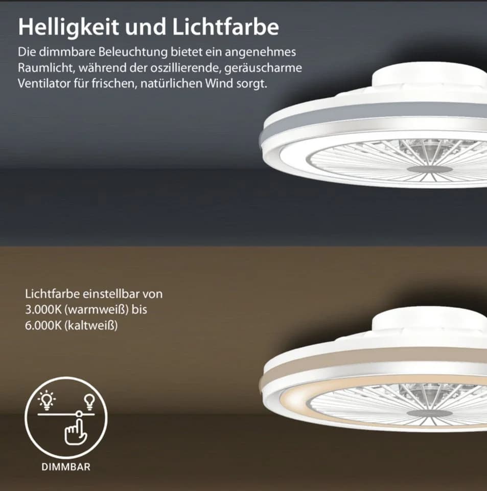 MeLiTec LED Deckenleuchte mit Ventilator DV06 Schwarz Dimmbar - Bild 4