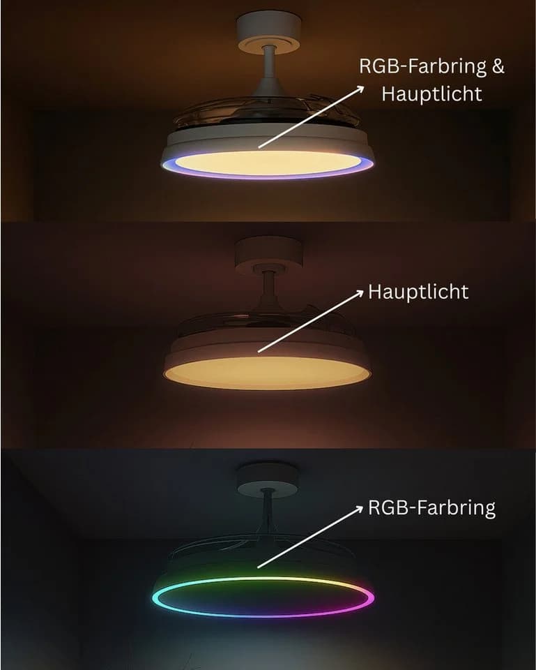 MeLiTec LED Deckenleuchte mit Ventilator DV07 Weiß RGB Dimmbar - Bild 5