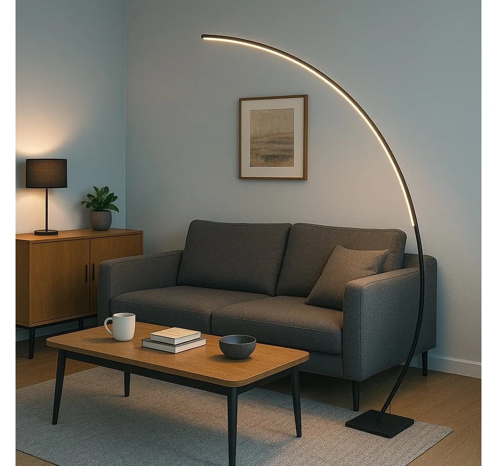 MeLiTec LED Stehlampe ST26-2 Bogenleuchte matt-schwarz dimmbar