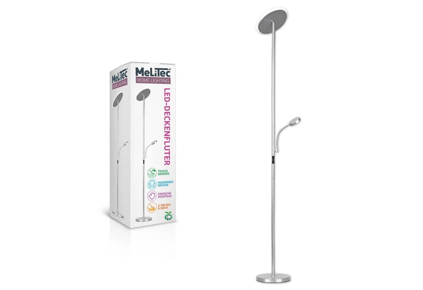 MeLiTec LED Stehlampe ST58 mit Leseleuchte und dimmbarem Licht - Bild 3