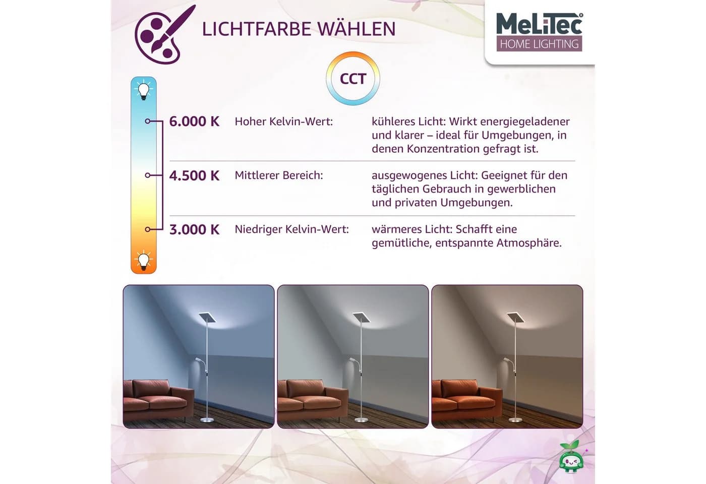 MeLiTec LED Stehlampe ST59 mit Leseleuchte dimmbar - Bild 5