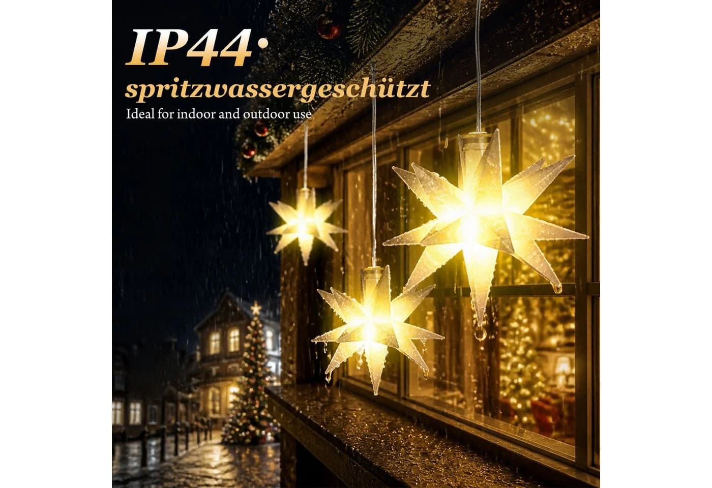 Salcar LED-Lichterkette 3D Weihnachtsstern Warmweiß