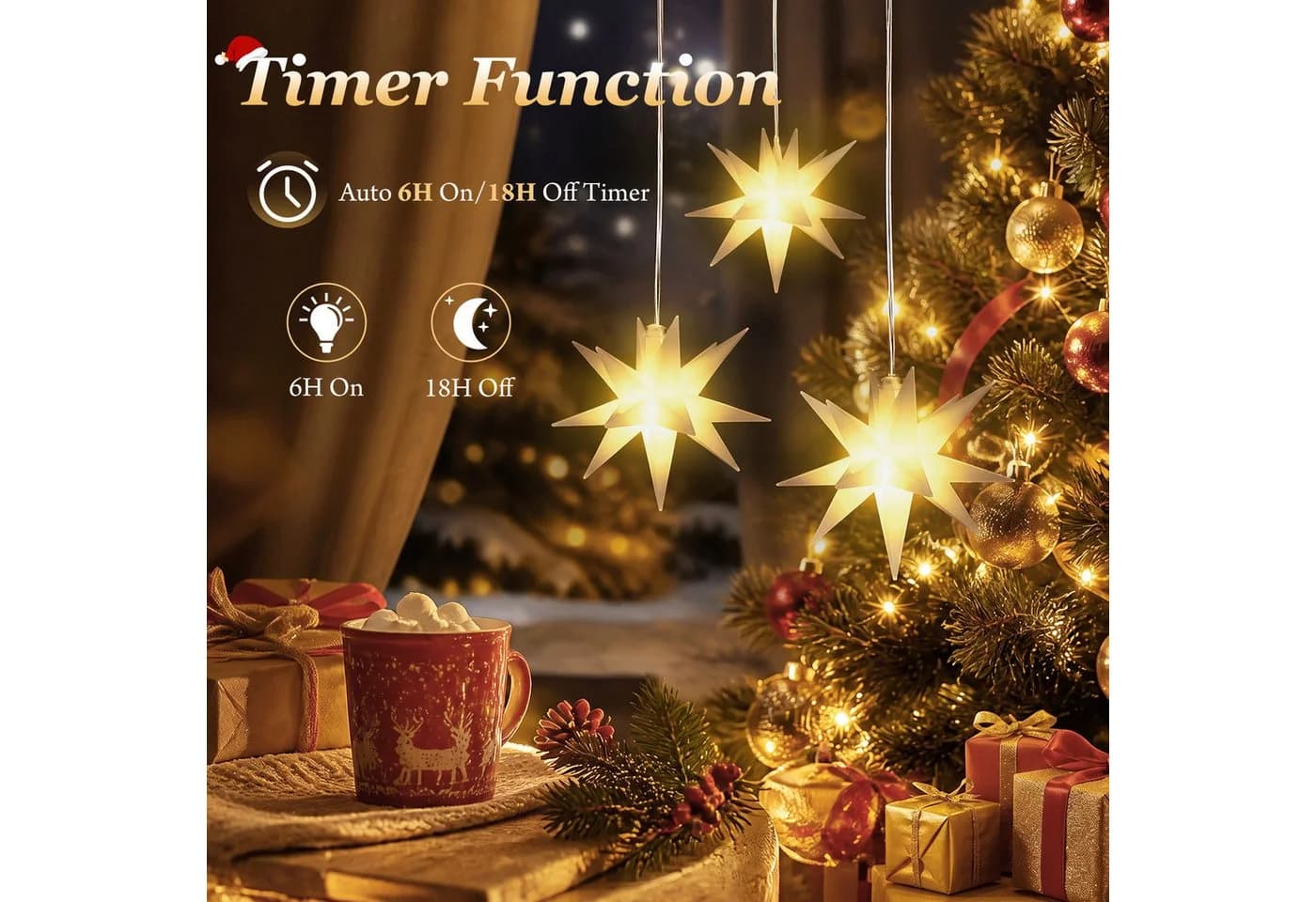 Salcar LED-Lichterkette 3D Weihnachtsstern Warmweiß - Bild 3